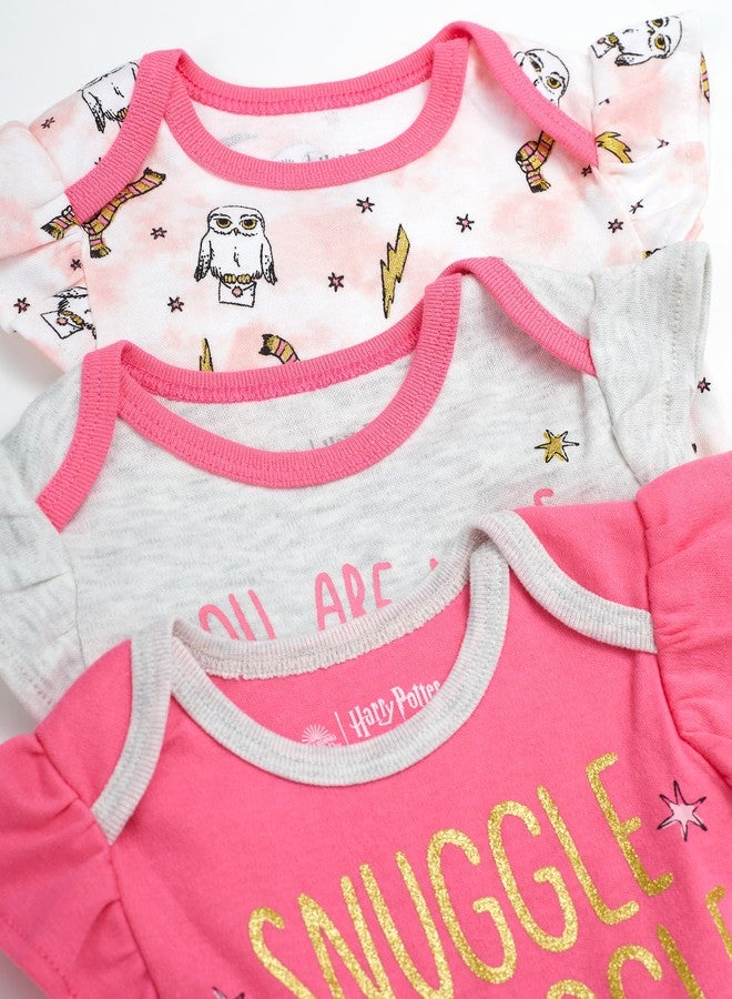 Harry Potter Baby Girls Bodysuit One Piece Three Pack Gifts for Baby Girls (Pink Multi, 6-9 Months) - Image 2