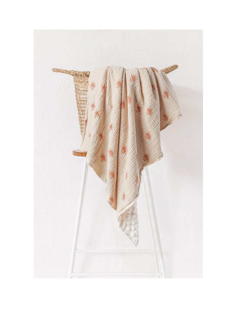 Gonice Baby Blankets for Unisex Boys Girls, Super Soft Nursery Minky Blankets with Muslin Cotton Front and Dotted Fleece Backing, Printed Bed Throws Newborn - Image 2