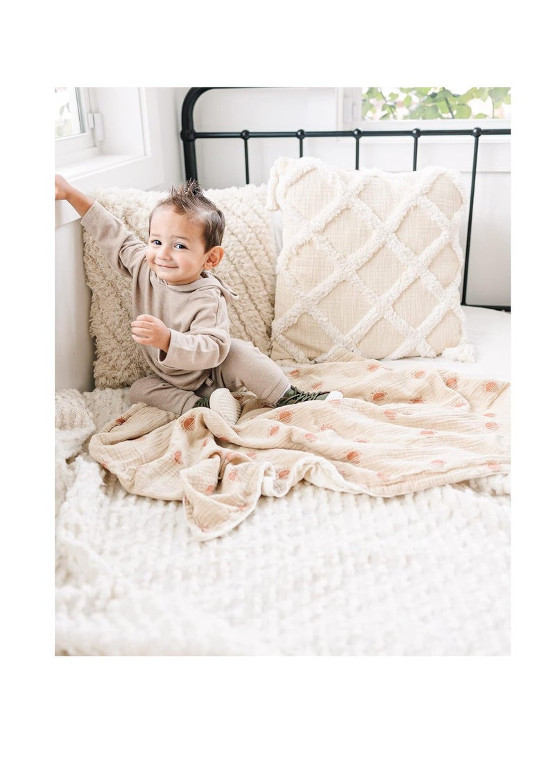 Gonice Baby Blankets for Unisex Boys Girls, Super Soft Nursery Minky Blankets with Muslin Cotton Front and Dotted Fleece Backing, Printed Bed Throws Newborn - Image 4