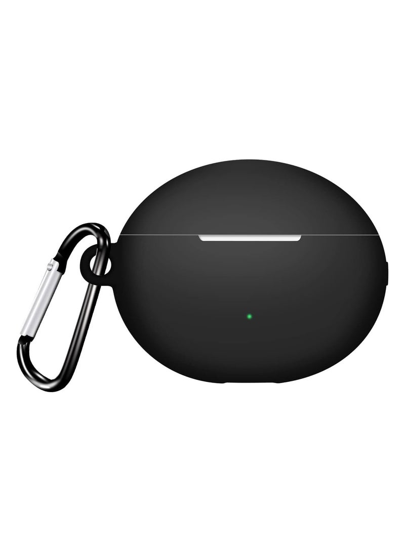 Silicone Case Compatible with Huawei FreeBuds 6i Earbuds, Soft Silicone Protective Case Cover, Shockproof Sleeve with Carabiner For Huawei FreeBuds 6i (Black) - Image 2