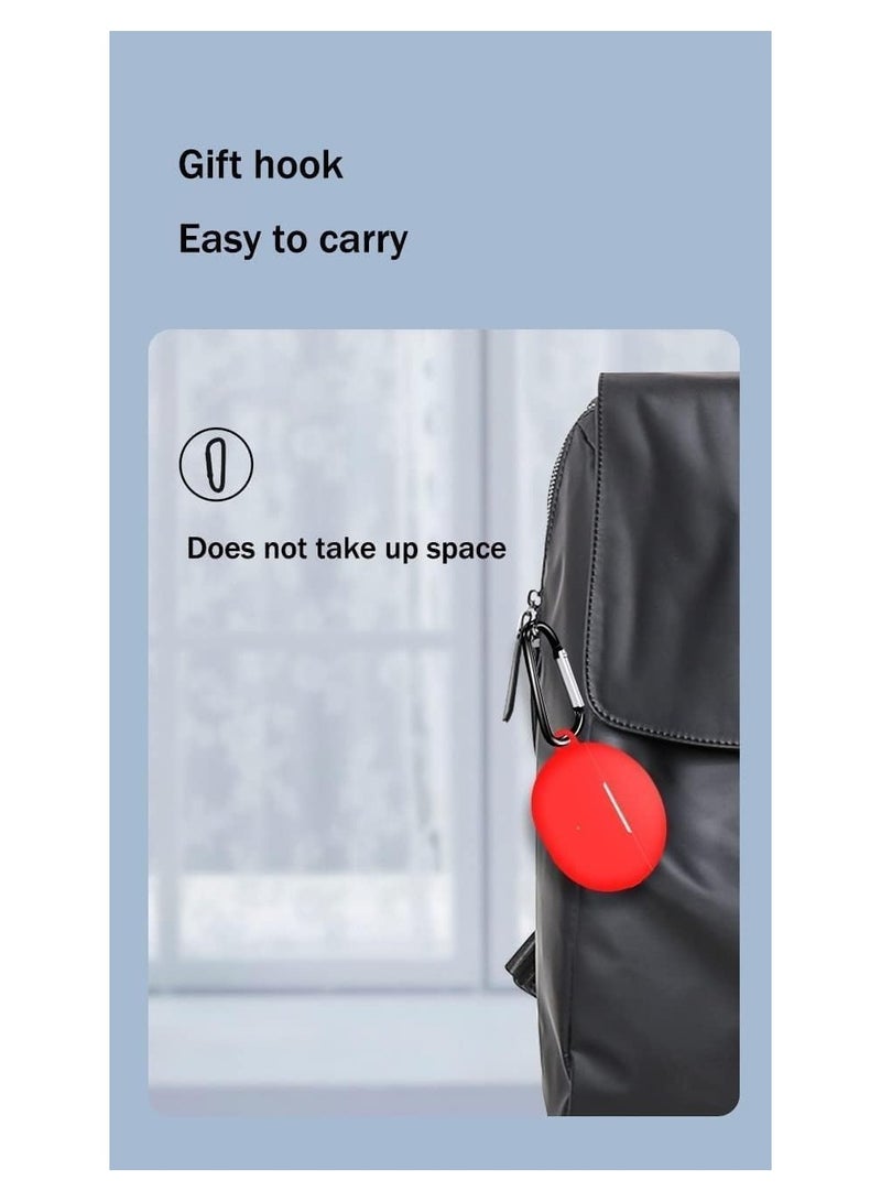 Silicone Case Compatible with Huawei FreeBuds 6i Earbuds, Soft Silicone Protective Case Cover, Shockproof Sleeve with Carabiner For Huawei FreeBuds 6i (Black) - Image 4