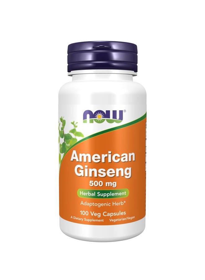 Now Foods American Ginseng, 100 Caps 500 mg - Image 1