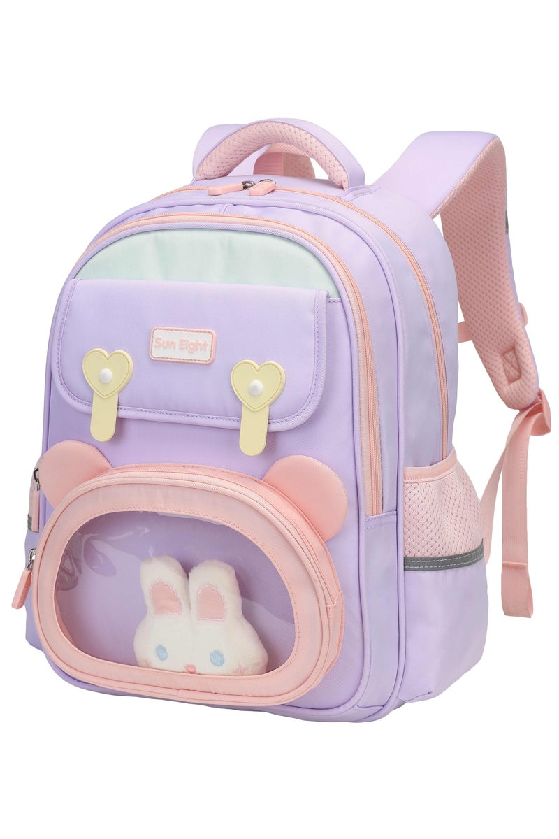 SUN EIGHT Premium 15.5-inch Light Weight School Backpack Water Resistant Polyester Kid’s Daypack for Girls, SE22260, Purple - Image 1