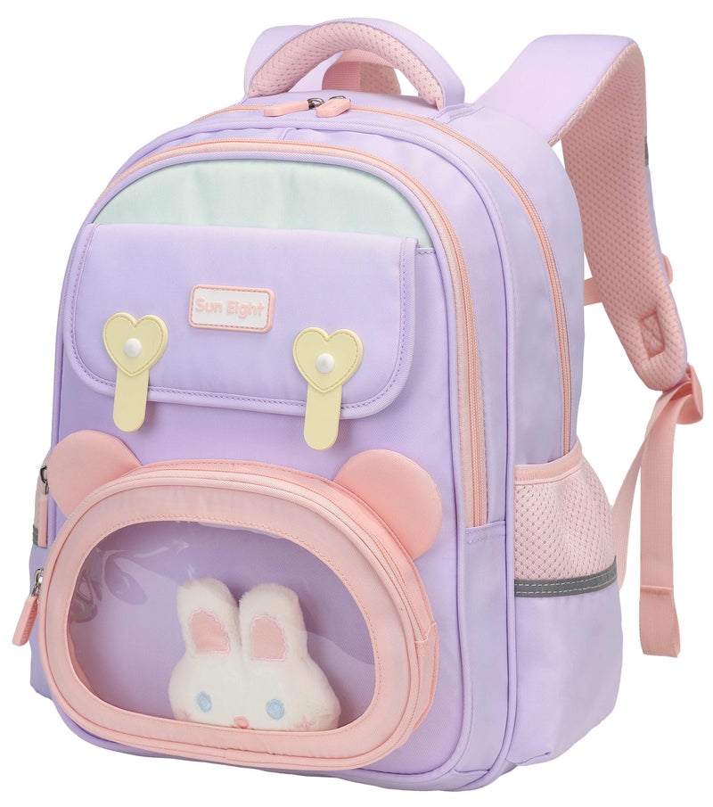 SUN EIGHT Premium 15.5-inch Light Weight School Backpack Water Resistant Polyester Kidâ€™s Daypack for Girls, SE22260, Purple - Image 1