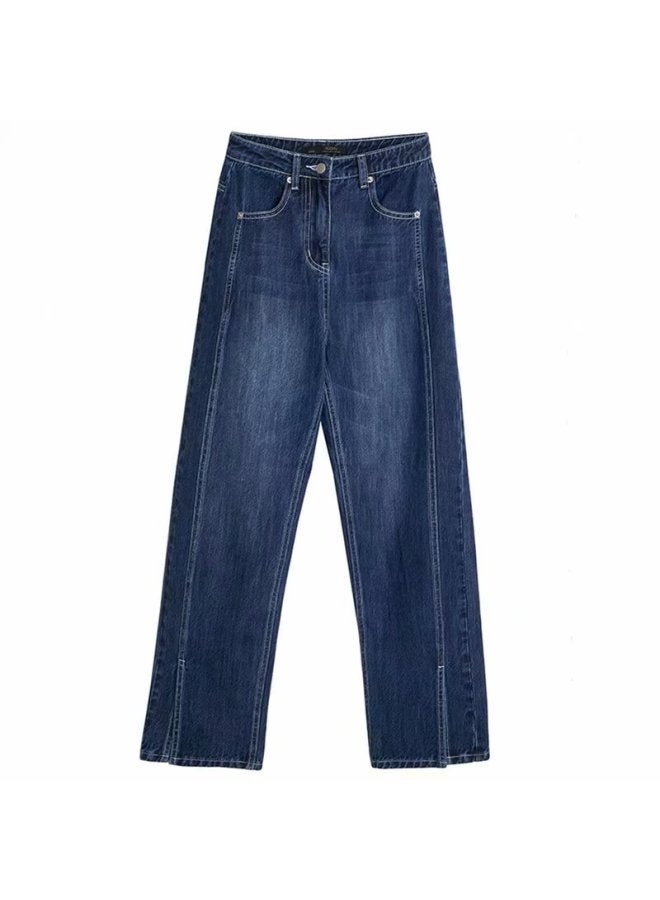 Private Brand Pear-shaped Body Pants Women New High-waist Slimming Loose Straight Wide-leg Slit Jeans Trend - Image 5