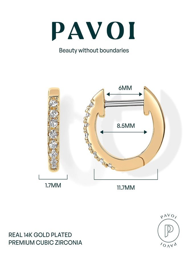 PAVOI 14K Gold Plated Cubic Zirconia Cuff Earrings Huggie Stud, 12mm, Gold Plated, Cubic Zirconia - Image 3