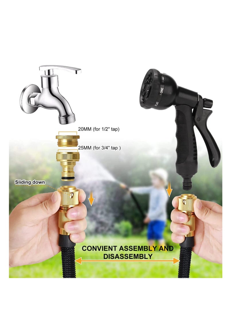 SYOSI Garden Hose 75ft,Expandable Garden Hose Pipe with 8 Modes Water Spray Gun, 12" 34" Solid Brass Fittings,Leak Proof Garden Hosepipe for Gardening, Watering and Cleaning - Image 4