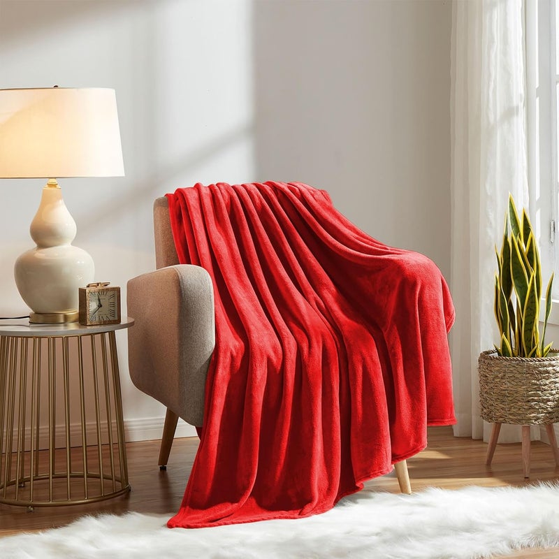 KMUSET Fleece Blanket Red Throw Blanket for Couch - Soft Lightweight Cozy Luxury Bed Microfiber Blanket, 50" x 60" - Image 4