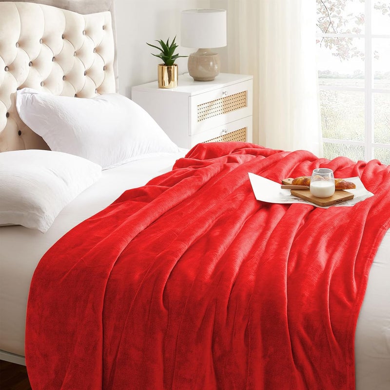 KMUSET Fleece Blanket Red Throw Blanket for Couch - Soft Lightweight Cozy Luxury Bed Microfiber Blanket, 50" x 60" - Image 5