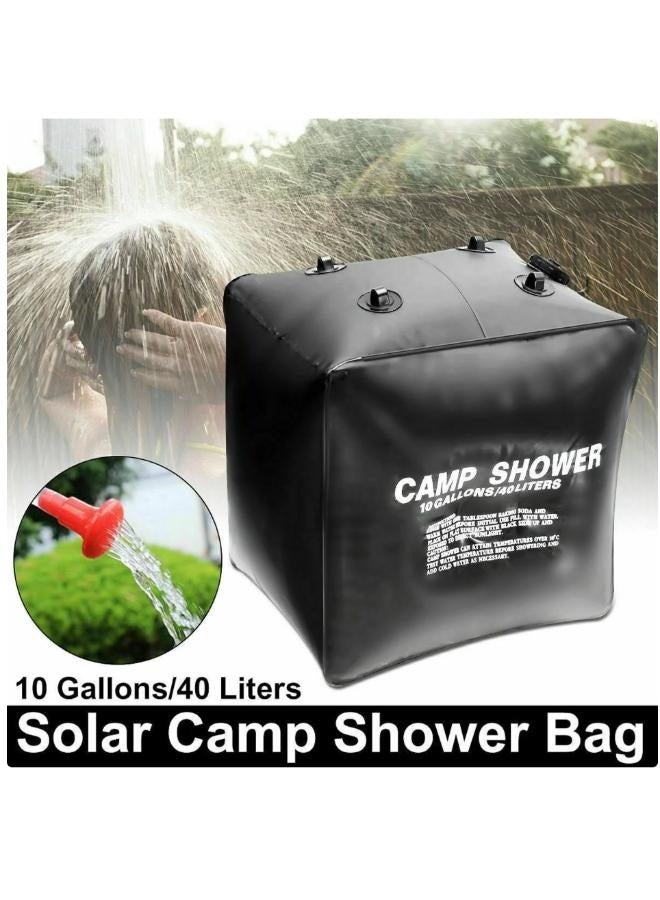 حقيبة دش للتدفئة بالطاقة الشمسية سعة 40 لتر، حقيبة استحمام محمولة للتخييم مع خرطوم قابل للإزالة، رأس دش للسفر، حقيبة استحمام للتخييم والأنشطة الخارجية والمشي لمسافات طويلة والسباحة والشاطئ - Image 2