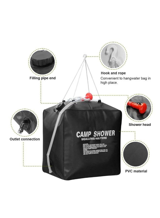 حقيبة دش للتدفئة بالطاقة الشمسية سعة 40 لتر، حقيبة استحمام محمولة للتخييم مع خرطوم قابل للإزالة، رأس دش للسفر، حقيبة استحمام للتخييم والأنشطة الخارجية والمشي لمسافات طويلة والسباحة والشاطئ - Image 5