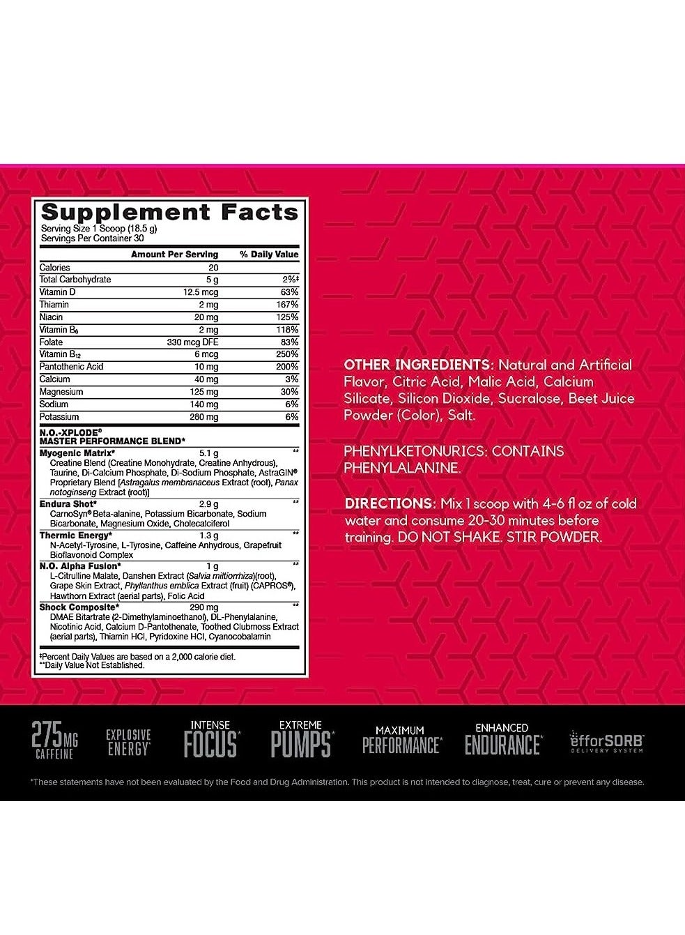 Miami Vice Basic Pre-Workout Powder 240g