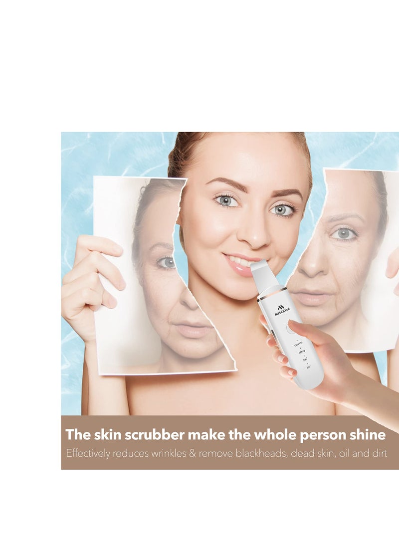 Miserwe Skin Scrubber Face Skin Spatula Facial Scrubber Spatula for Deep Cleansing Blackhead Remover Pore Cleaner with 4 Modes (White) - Image 1
