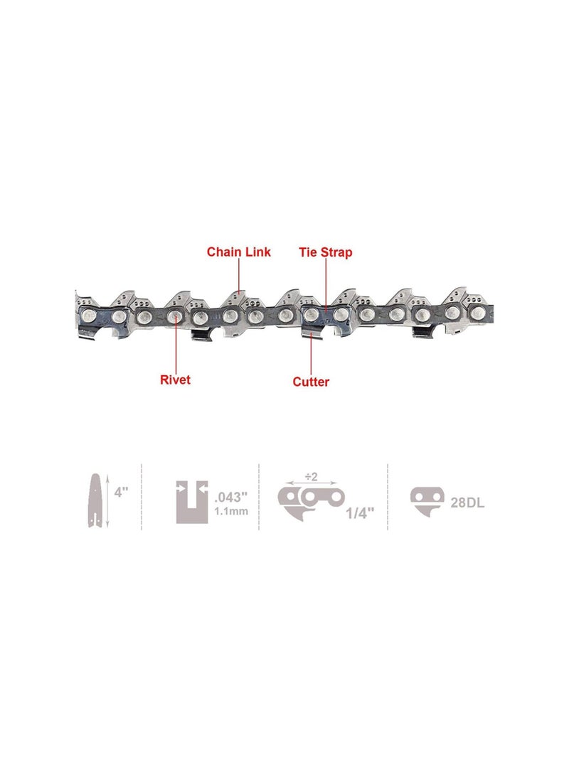 BONAI Mini 4 Inch Cordless Chainsaw Replacement Chain Black/Silver  - Image 4