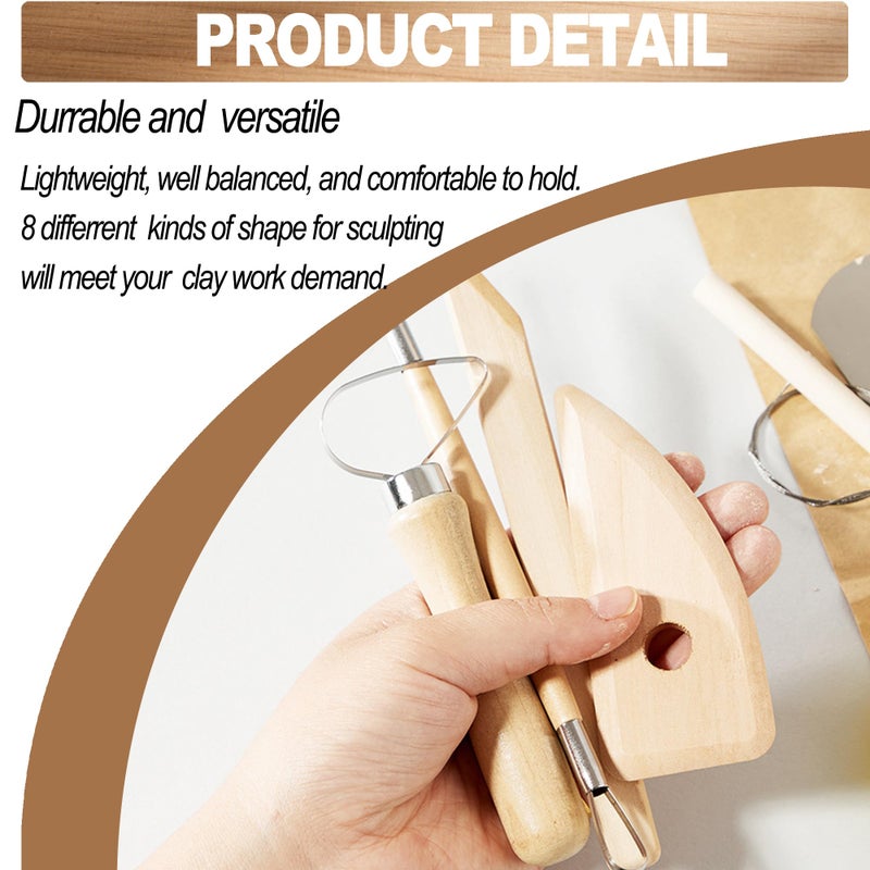 LINPHCEY 8Pcs Clay Sculpting Tools Set Perfect for Polymer Air Dry Modeling Clay Beginners & Professionals Ideal for DIY Pottery & Ceramics Tools for Clay Sculpey Sculpting & Crafting - Image 5
