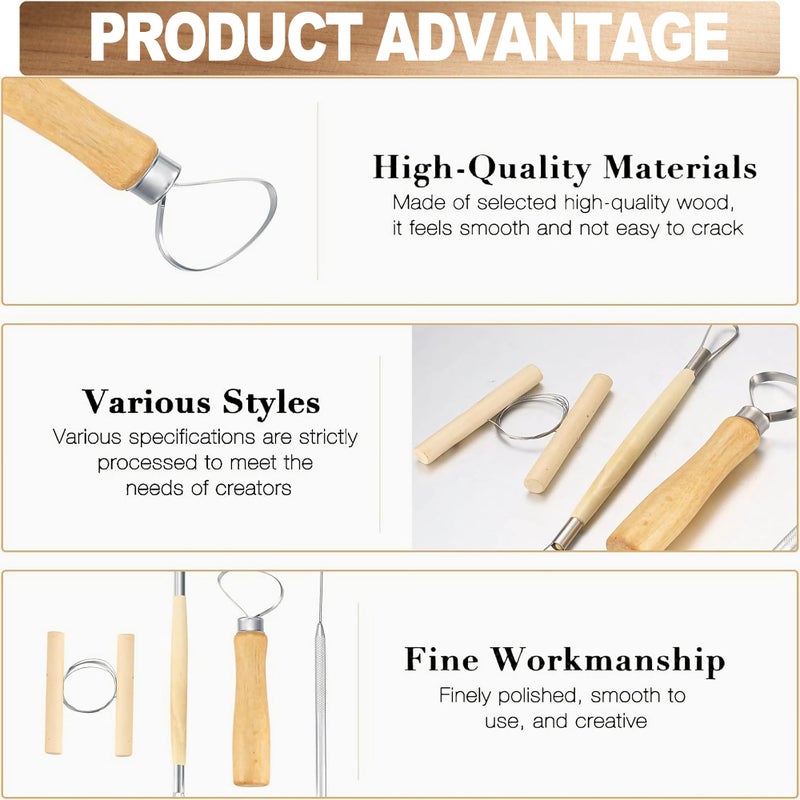 LINPHCEY 8Pcs Clay Sculpting Tools Set Perfect for Polymer Air Dry Modeling Clay Beginners & Professionals Ideal for DIY Pottery & Ceramics Tools for Clay Sculpey Sculpting & Crafting - Image 4
