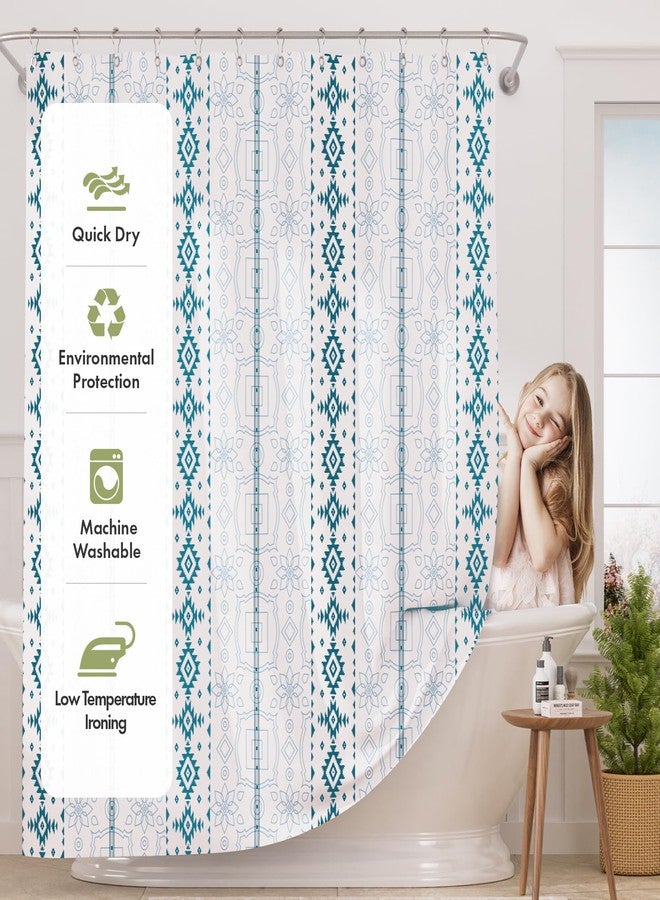 AmazerBath Boho Shower Curtain, 72x72 Washable Cloth Navy and White Shower Curtains for Bathroom, Fabric Rustic Neutral Shower Curtain Set with 12 Hooks, Modern Camper RV Dorm Stall Shower Curtain - Image 3