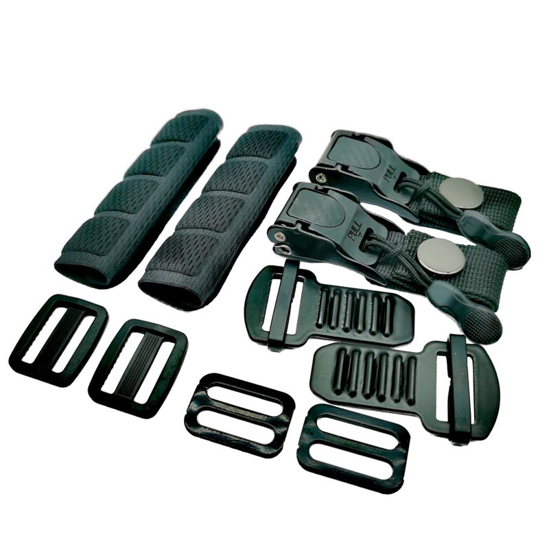 ZYRELYNX 2 Pack Helmet Quick Release Buckle Kit Ratcheted Helmet Chin Strap Adapter Replacement Kit Compatible with Classic DRings Helmet For Half 34 Full Face Helmet Black
