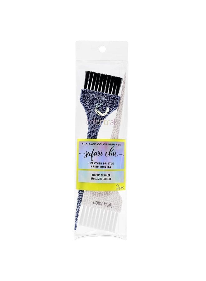 Colortrak Safari Chic Color Brushes, Prints, Perfect for Multiple Colors, Highlights, or Lowlights, 1 Firm Bristle and 1 Ultra Soft Feather Brush, Reusable and Easily Washable, 2 Brushes - Image 2