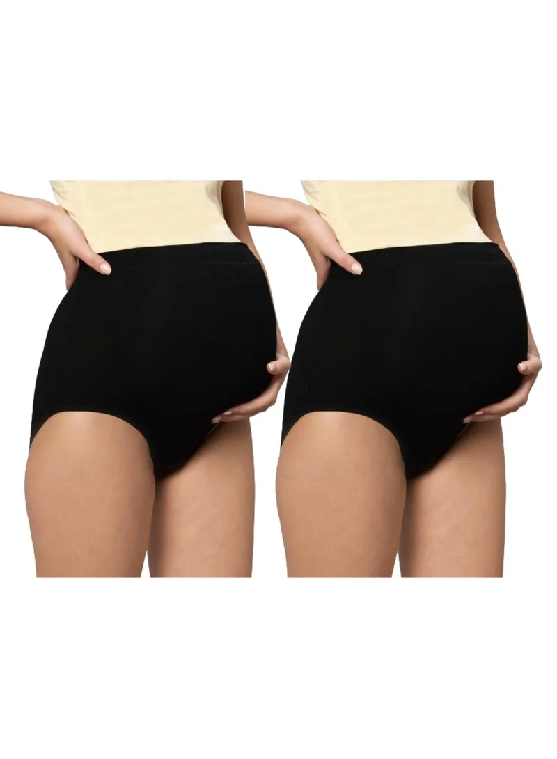 TUMMY Pack of 2 High Waist Bamboo Cotton Pregnancy Pants with Full Belly Support Comfty Breathable for Women Panties