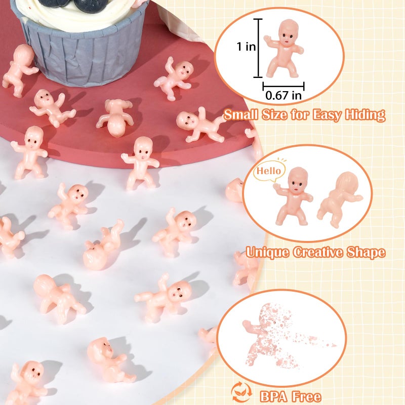 ZYFLSQ 120 Pcs Mini Babies for Baby Shower Games, 1 Inch Tiny Plastic Babies Bulk for My Water Broke Ice Cube, Mardi Gras King Cake Baby Figurines, Hide Hunt Games, Party Decorations Favors(White) - Image 2