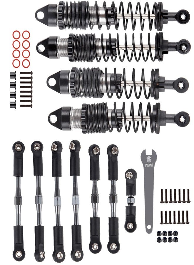 RCHuiWow RC Shocks & Adjustable Turnbuckles Upgrades Part for 1/10 Slash Stampede Rustler Bandit VXL 4X4,Aluminum Front Rear 4PCS Shocks Absorber & 7PCS Turnbuckles Camber Link,Titanium - Image 1