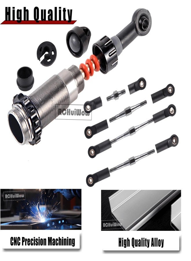 RCHuiWow RC Shocks & Adjustable Turnbuckles Upgrades Part for 1/10 Slash Stampede Rustler Bandit VXL 4X4,Aluminum Front Rear 4PCS Shocks Absorber & 7PCS Turnbuckles Camber Link,Titanium - Image 3