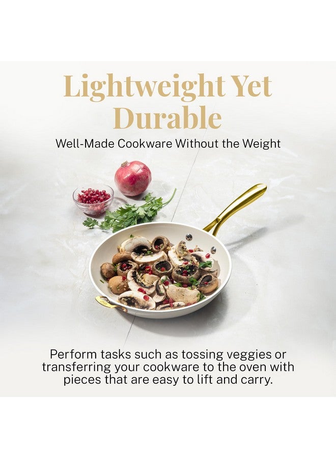 Gotham Steel 14 Inch Non Stick Frying Pan, Nonstick Skillet with Lid, PFOA Free Ceramic Cooking Pan, Dishwasher Safe, Cream White - Image 3