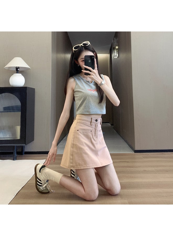 TonLion Women's Summer Round Neck Sleeveless Solid Color V-neck Letter Print Vest - Image 4