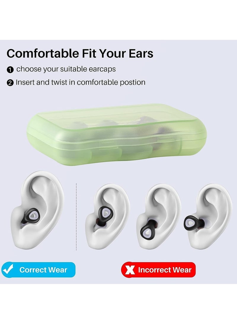 أذنين تقليل الضوضاء السيليكون القابلة لإعادة الاستخدام للنوم الشخير السفر دراسة السباحة غير مؤلمة مريحة منخفضة الحساسية مقاومة للماء حماية السمع حظر إلغاء الضوضاء الأسود - Image 5