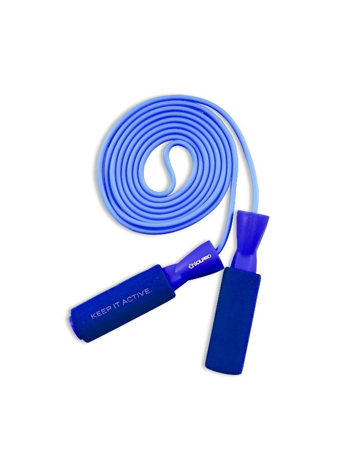 SOLPRO SF071 Jump Rope for Men, Women & Kids|Adjustable Length, TangleFree, Foam Handles|SweatResistant Grip|Ideal for Cardio, Fitness, CrossFit, HIIT, Weight Loss, Home & Gym Workouts (Blue) - Image 1