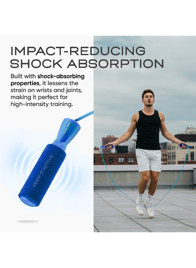 SOLPRO SF071 Jump Rope for Men, Women & Kids|Adjustable Length, TangleFree, Foam Handles|SweatResistant Grip|Ideal for Cardio, Fitness, CrossFit, HIIT, Weight Loss, Home & Gym Workouts (Blue) - Image 4