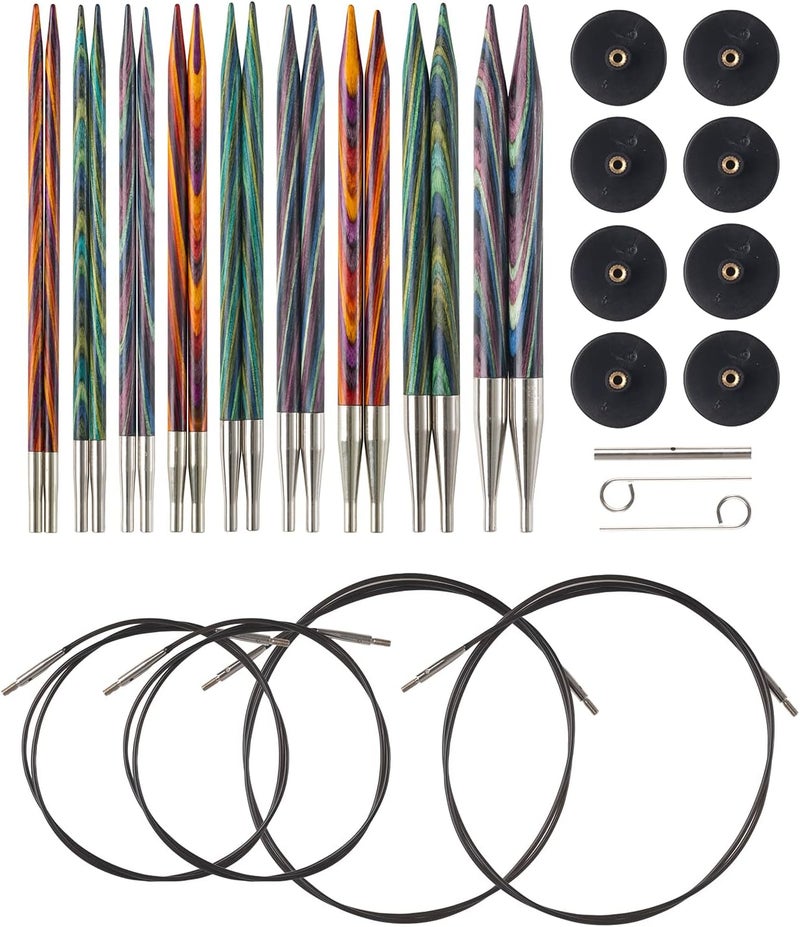 KnitPicks Options Wood Interchangeable Knitting Needle Set - US 4-11 (Mosaic) - Image 1