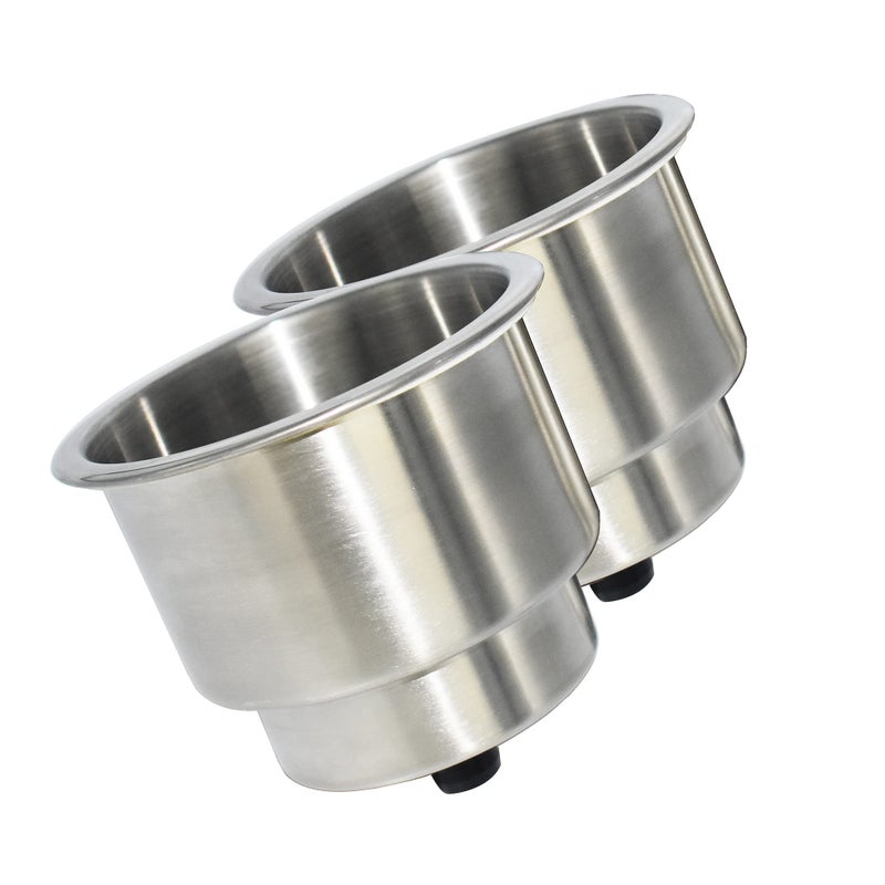 Yuanhe 2pcs Stainless Steel Cup Drink Holder with Drain for Marine Boat RV Camper - Image 1