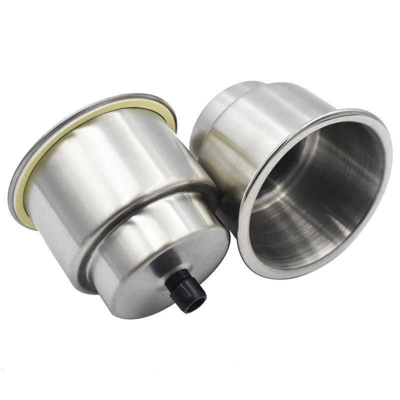 Yuanhe 2pcs Stainless Steel Cup Drink Holder with Drain for Marine Boat RV Camper - Image 2
