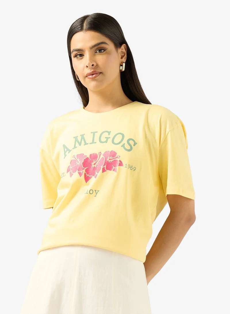 Ginger Crew Neck Ahoy Graphic T-Shirt