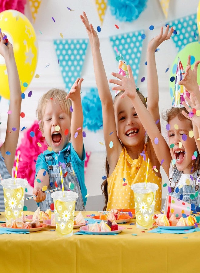 JarThenaAMCS 50Pcs Daisy Plastic Cups with Lids and Straws White Yellow Flower Clear Plastic Cups 12oz Disposable Cups for Birthday Wedding Spring Party Supplies - Image 4