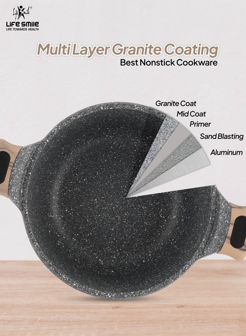 Life Smile Granite Nonstick Cookware Set with Kitchen Utensils | Multi-Size Pots & Pans Set Includes Soup Pots (20/24/28/32cm), 28cm Shallow Pot, 18cm Saucepan,24 & 28cm Fry Pans | PFOA-Free, Induction Base Cookware - Image 4