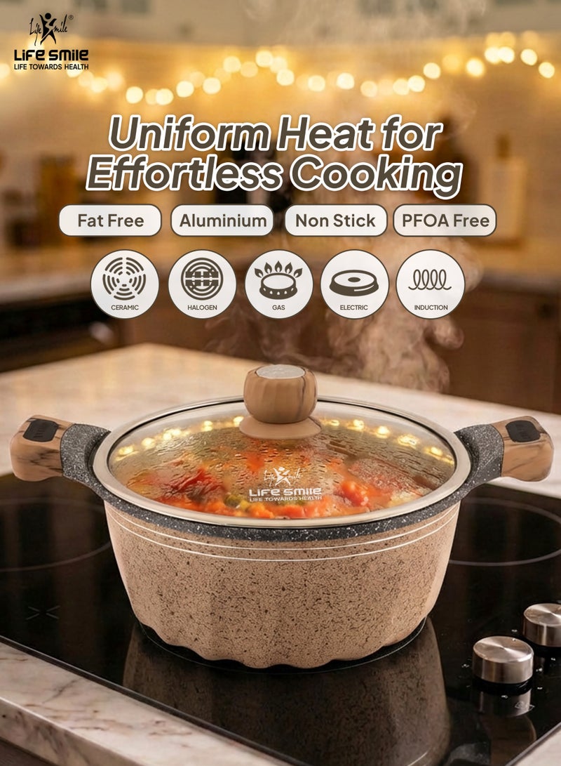 Life Smile Granite Nonstick Cookware Set with Kitchen Utensils | Multi-Size Pots & Pans Set Includes Soup Pots (20/24/28/32cm), 28cm Shallow Pot, 18cm Saucepan,24 & 28cm Fry Pans | PFOA-Free, Induction Base Cookware - Image 3