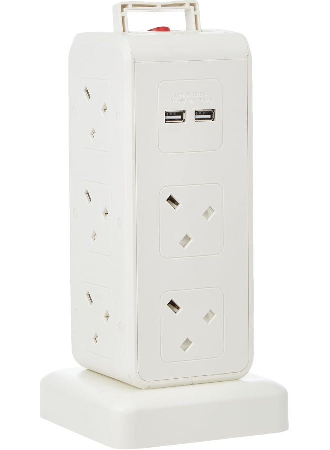 Oshtraco 10 Way Power Extension Cord with 4 USB Ports, 2 Meter Length - Image 2