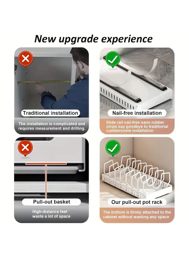 White Pull Out Cabinet Organizer 8 Adjustable Dividers Kitchen Storage - Image 5