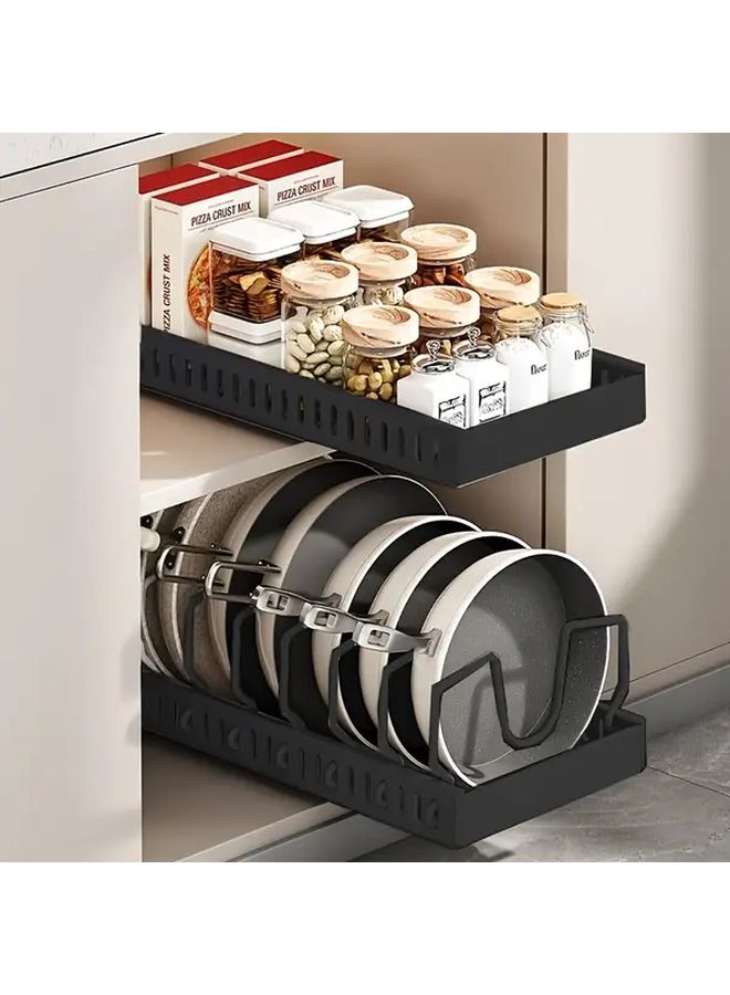 White Pull Out Cabinet Organizer 8 Adjustable Dividers Kitchen Storage - Image 1