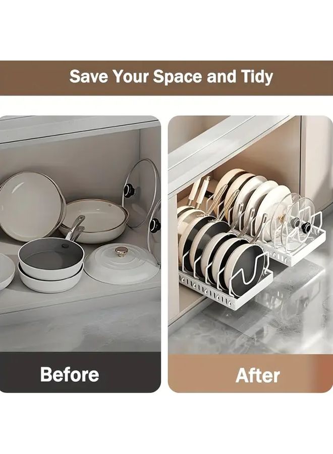 White Pull Out Cabinet Organizer 8 Adjustable Dividers Kitchen Storage - Image 3