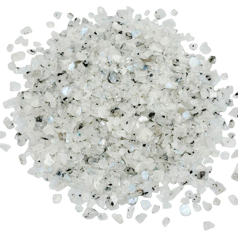 SUNYIK Moonstone Tumbled Chips Crystal Crushed Pieces Irregular Shaped 1pound(About 460 Gram) - Image 1