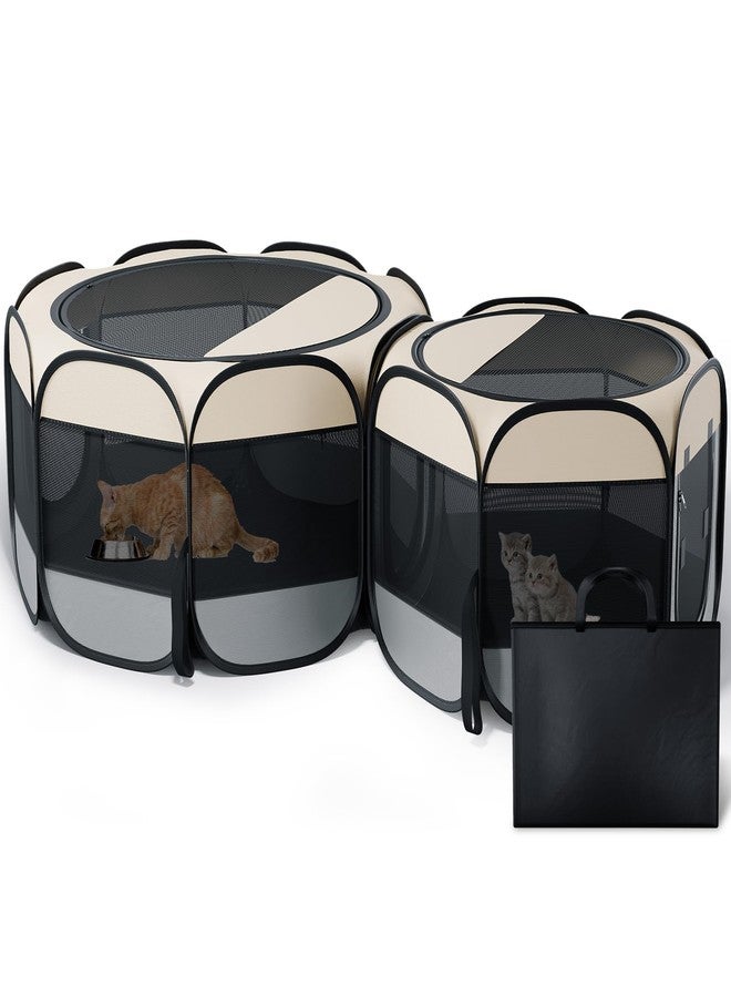 Petcozife Cat Playpen, 60"x 24" Large Portable Puppy Playpen, 2-Room Foldable Dog Playpen for Indoor Outdoor Dogs, Cats, Small Animals with Carrying Case - Image 1