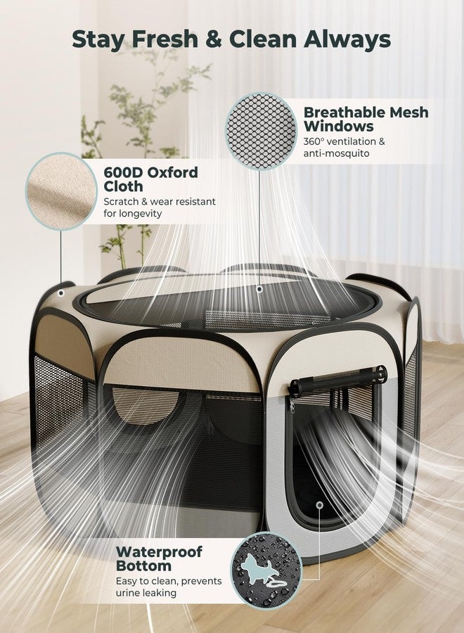 Petcozife Cat Playpen, 60"x 24" Large Portable Puppy Playpen, 2-Room Foldable Dog Playpen for Indoor Outdoor Dogs, Cats, Small Animals with Carrying Case - Image 4