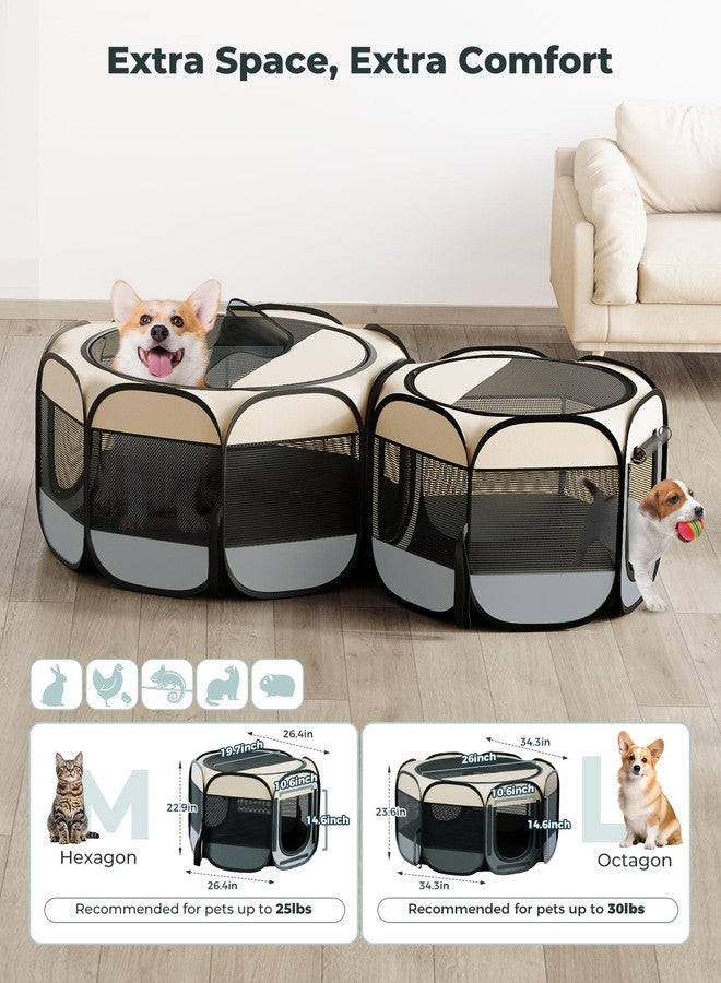 Petcozife Cat Playpen, 60"x 24" Large Portable Puppy Playpen, 2-Room Foldable Dog Playpen for Indoor Outdoor Dogs, Cats, Small Animals with Carrying Case - Image 2