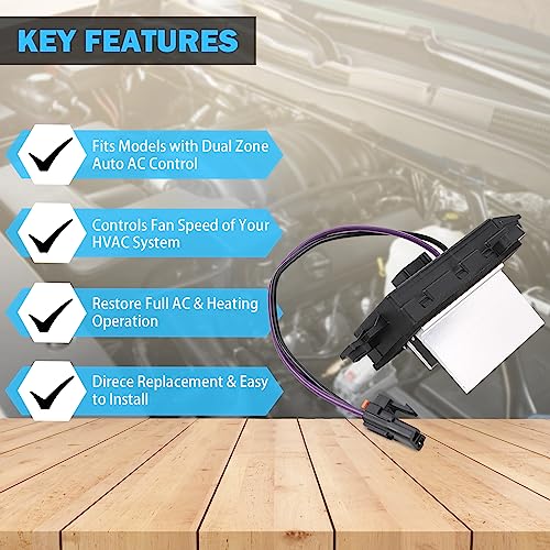 MNJWS AC Blower Motor Resistor Blower Control Module, Fit for 2003-2007 Chevrolet Silverado Avalanche Suburban Tahoe, GMC Sierra Envoy Yukon, Cadillac Escalade, Replace 15-80567 89018778 52495874 4P1516 - Image 5