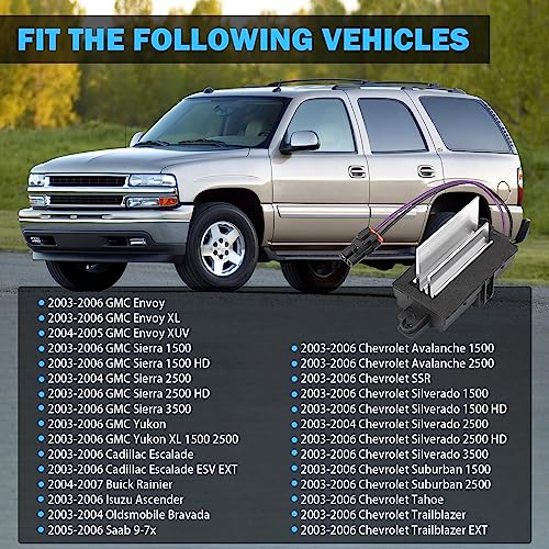 MNJWS AC Blower Motor Resistor Blower Control Module, Fit for 2003-2007 Chevrolet Silverado Avalanche Suburban Tahoe, GMC Sierra Envoy Yukon, Cadillac Escalade, Replace 15-80567 89018778 52495874 4P1516 - Image 2
