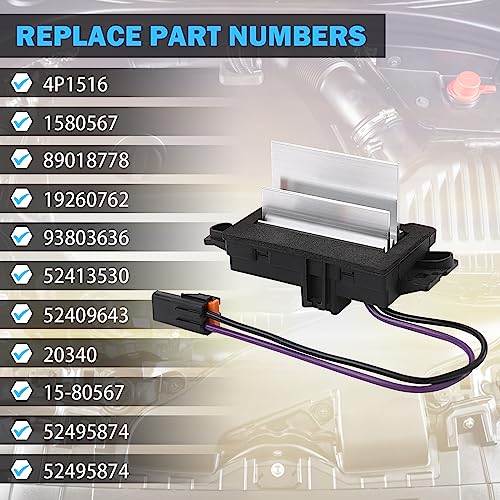 MNJWS AC Blower Motor Resistor Blower Control Module, Fit for 2003-2007 Chevrolet Silverado Avalanche Suburban Tahoe, GMC Sierra Envoy Yukon, Cadillac Escalade, Replace 15-80567 89018778 52495874 4P1516 - Image 3